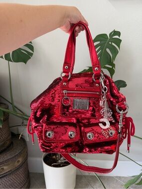 ♥️ Y2K ARCHIVAL RARE Coach Metallic Red Sequin Poppy Spotlight Tote 13821 ♥️
